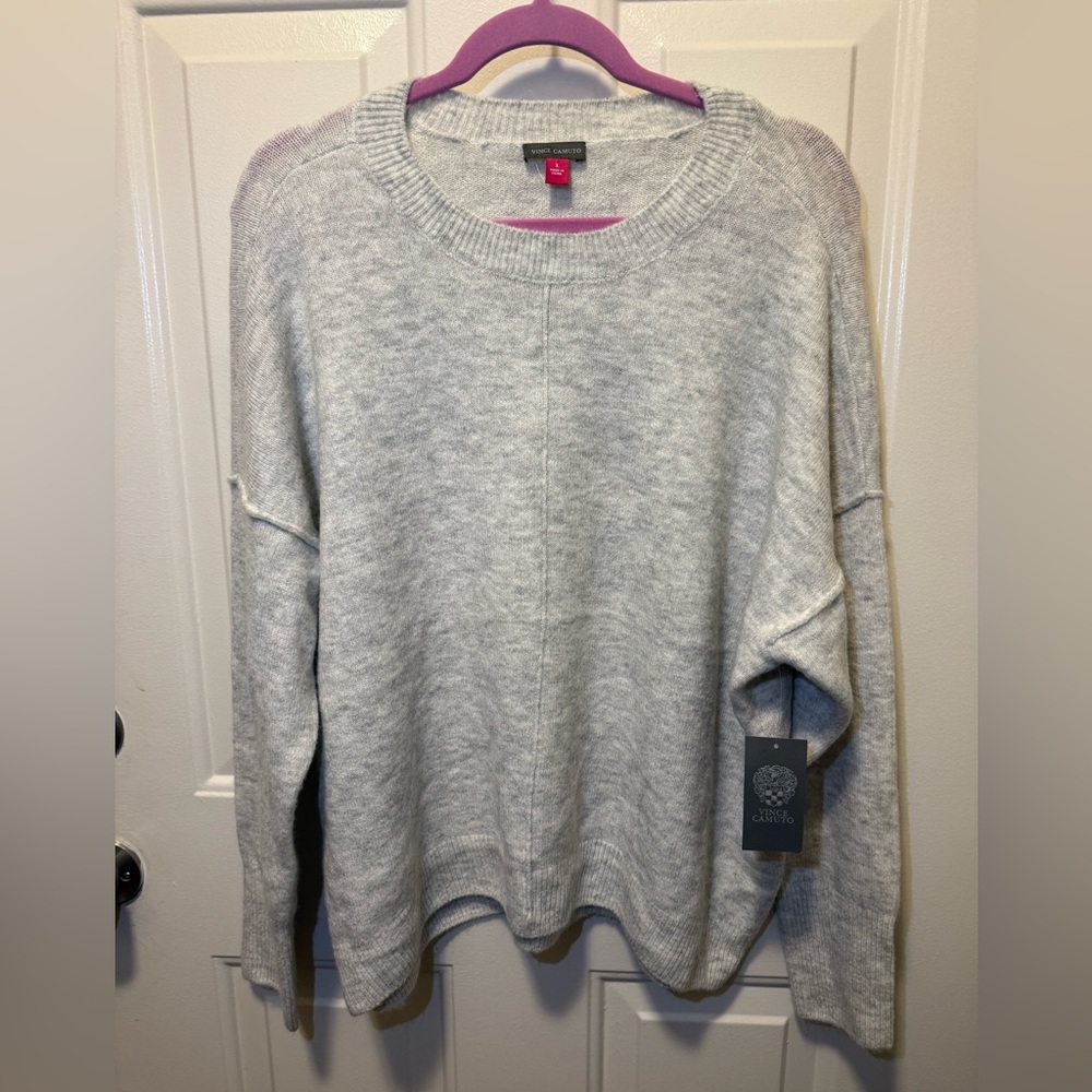 Vince Camuto Heather Light Gray Crewneck Sweater